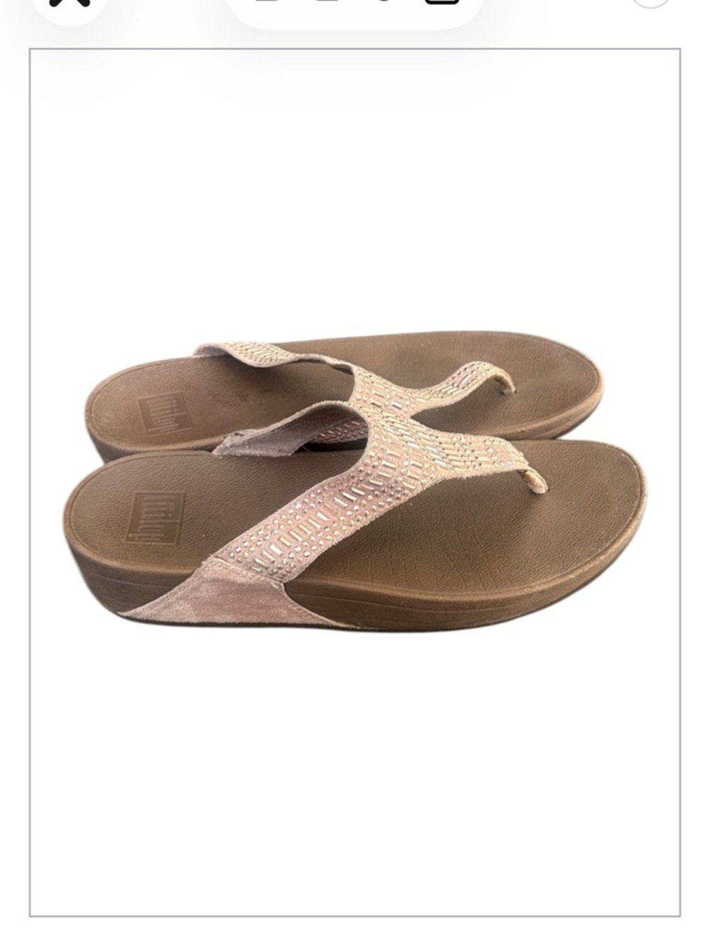 FitFlop Incastone Toe-Thong Sandals Rose Gold Crystal Women’s Size 9 Comfort
